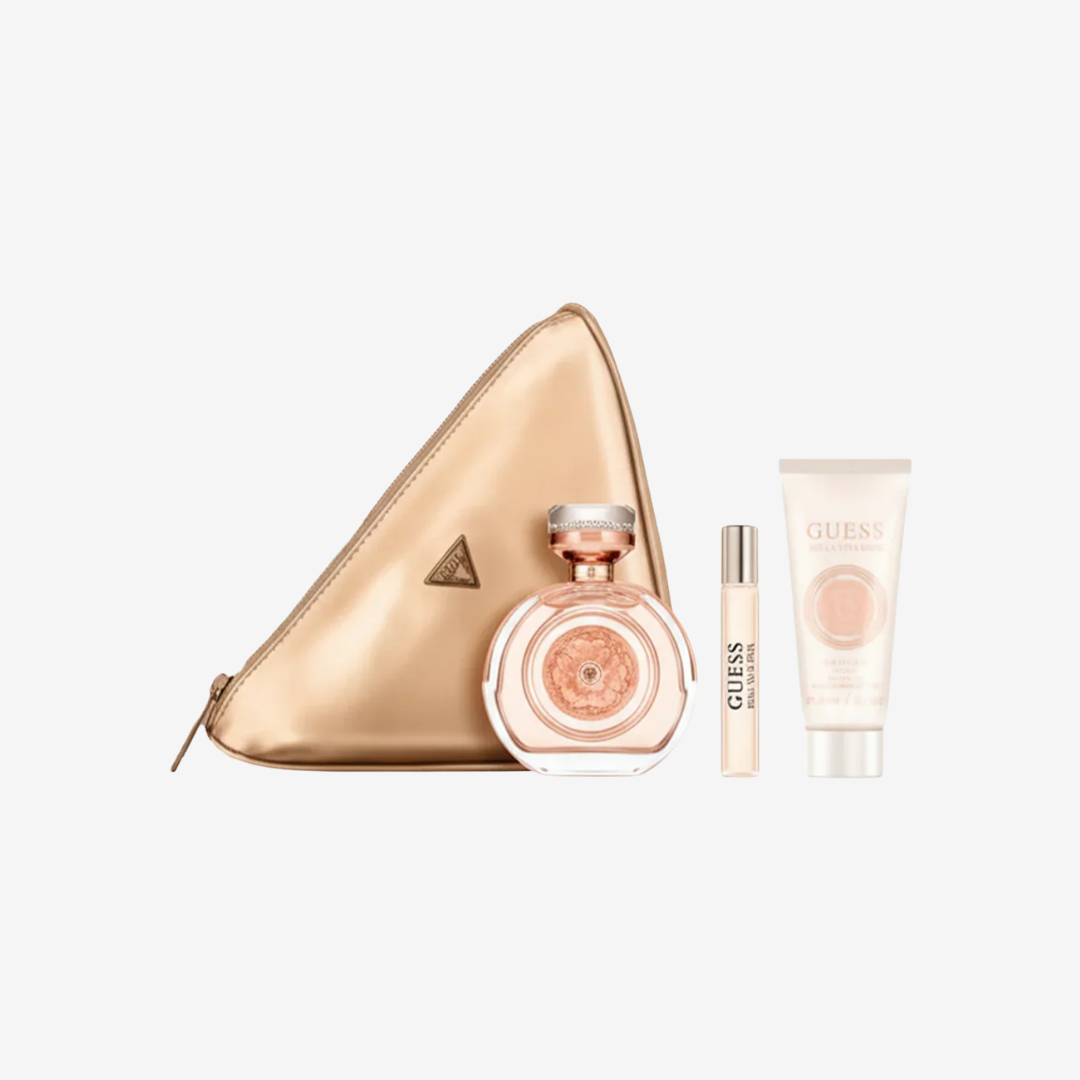Guess Bella Vita Rosa Gift Set For Women (Eau De Toilette 100Ml + Travel Spray 15Ml + Body Lotion 100Ml + Pouch)