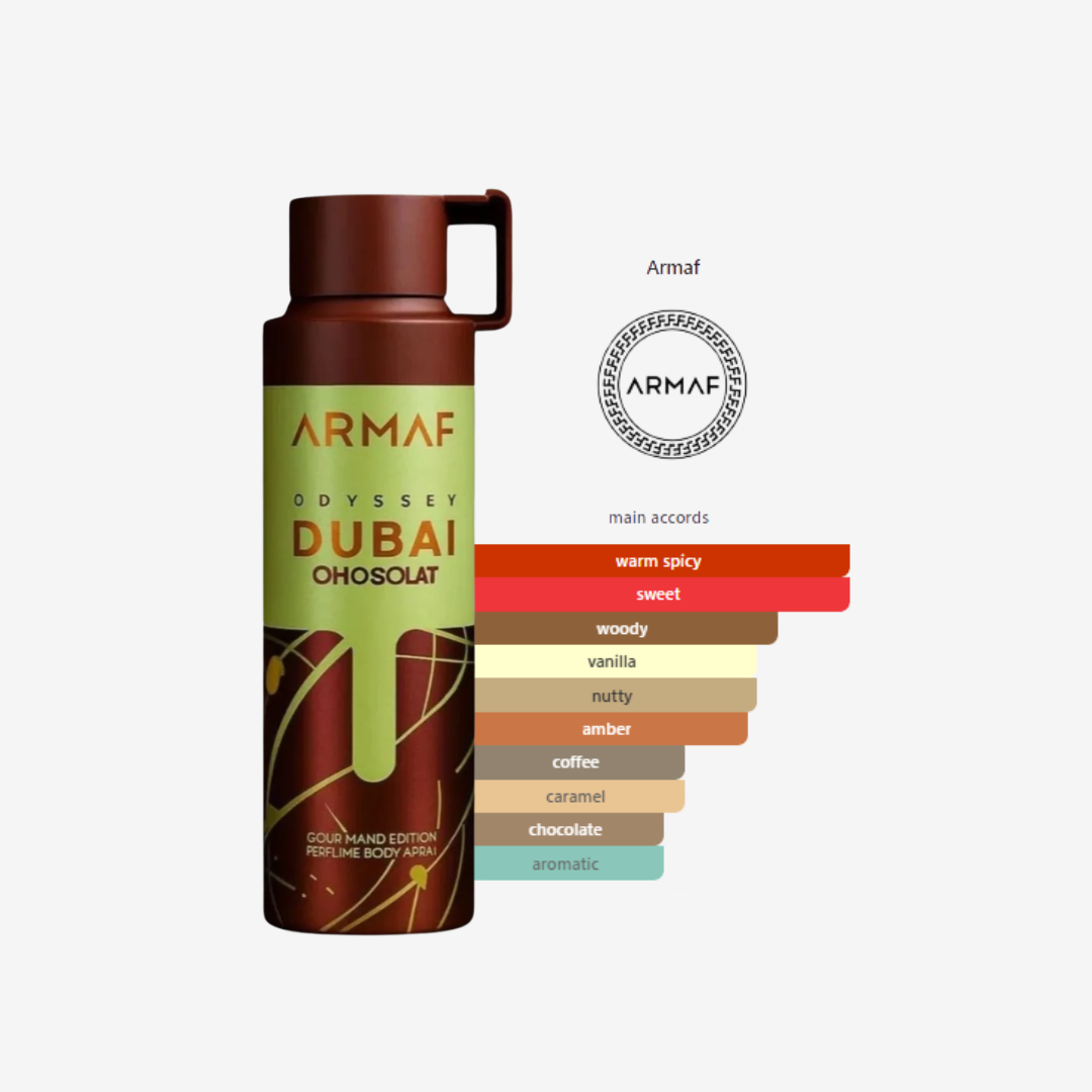 Odyssey Dubai Chocolate Body Spray by Armaf for Womrn and Men – 200ml
