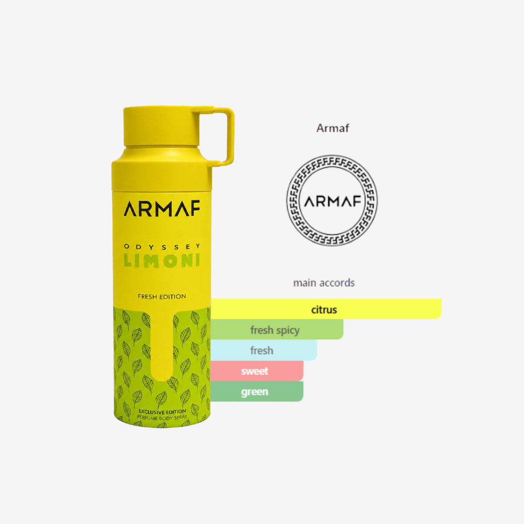 Odyssey Limoni Body Spray by Armaf for Women and Men – 200ml