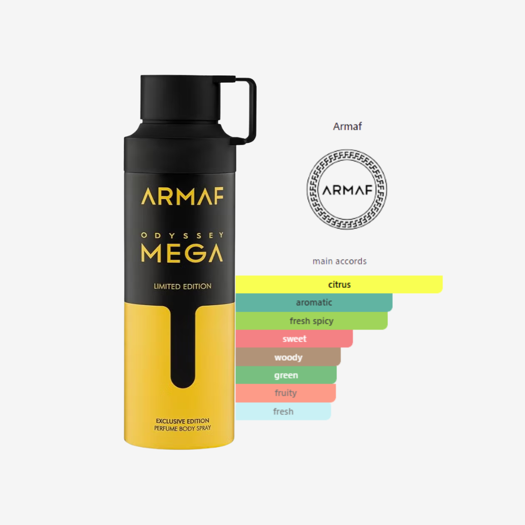 Odyssey Mega Body Spray by Armaf for Women and Men – 200ml