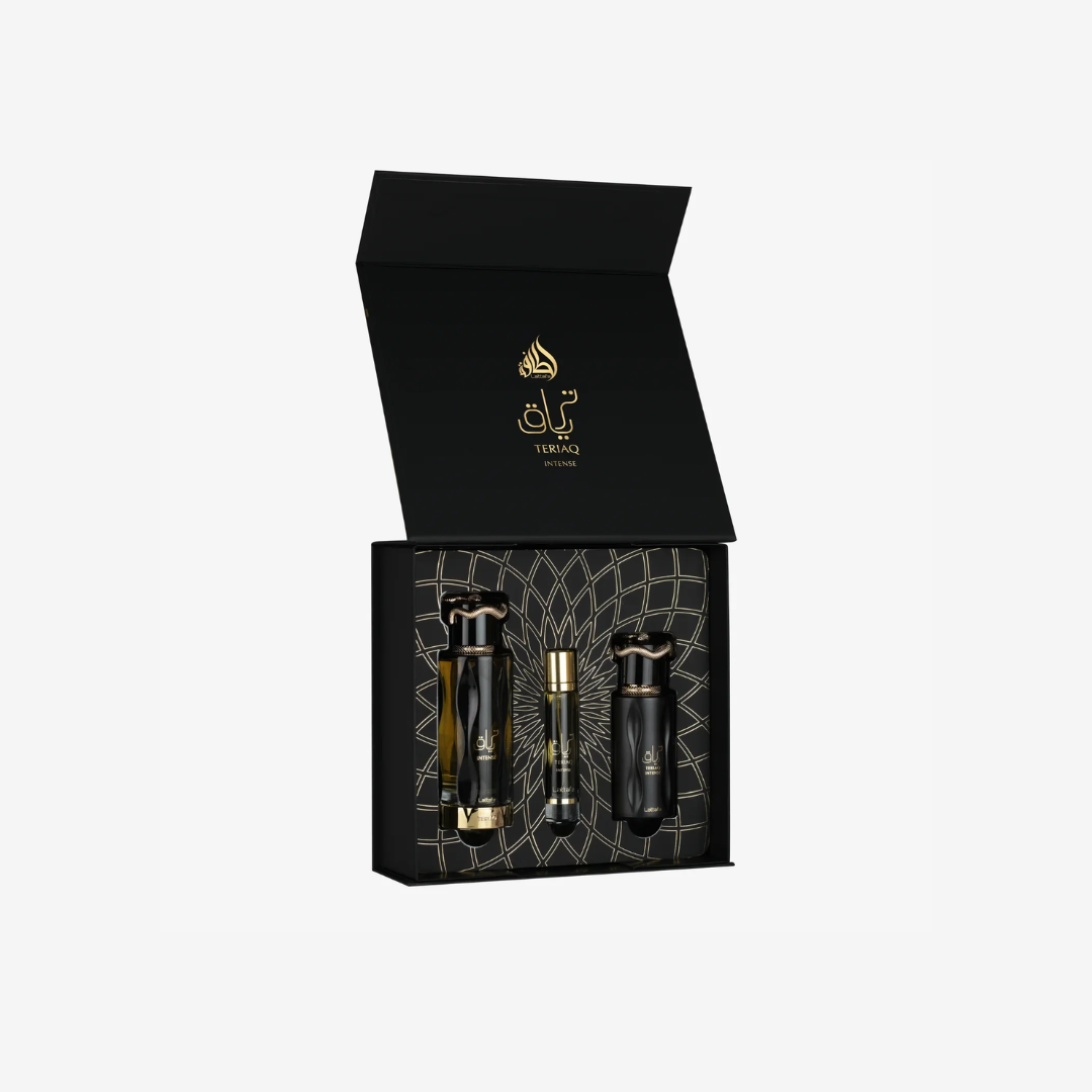 Lattafa Teriaq Intense Gift Set for Women and Men (100ml + 50ml + 12ml)