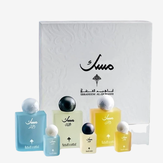 Ibrahim Al Qurashi Musk Collection – Sun, Night & Dawn (3×75ml) + Mini Musk Box (3×10ml)